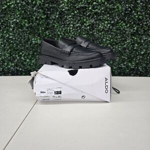 Women's Aldo Soprano Black Chunky Sole Penny Loafers Size 7.5